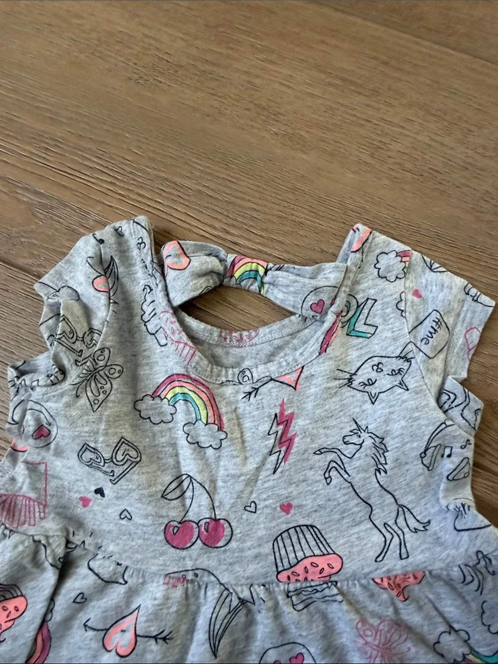 The Children's Place Gray Knit Dress with Colorful Icons